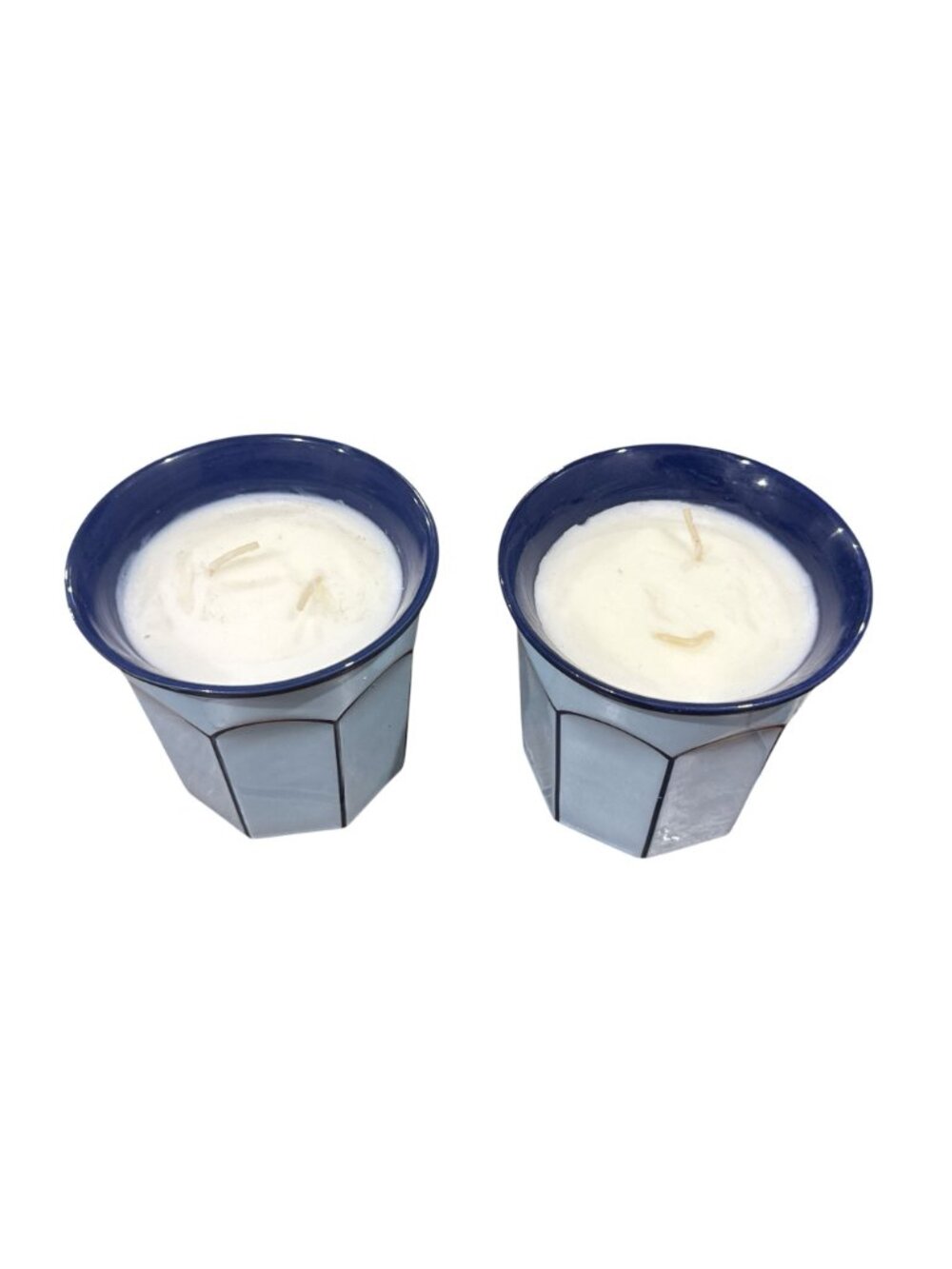 Set Of 2 Hearth & Hand Blue Ceramic Scented Candles Sun & Citronella 12 Oz Each - Picture 3 of 4